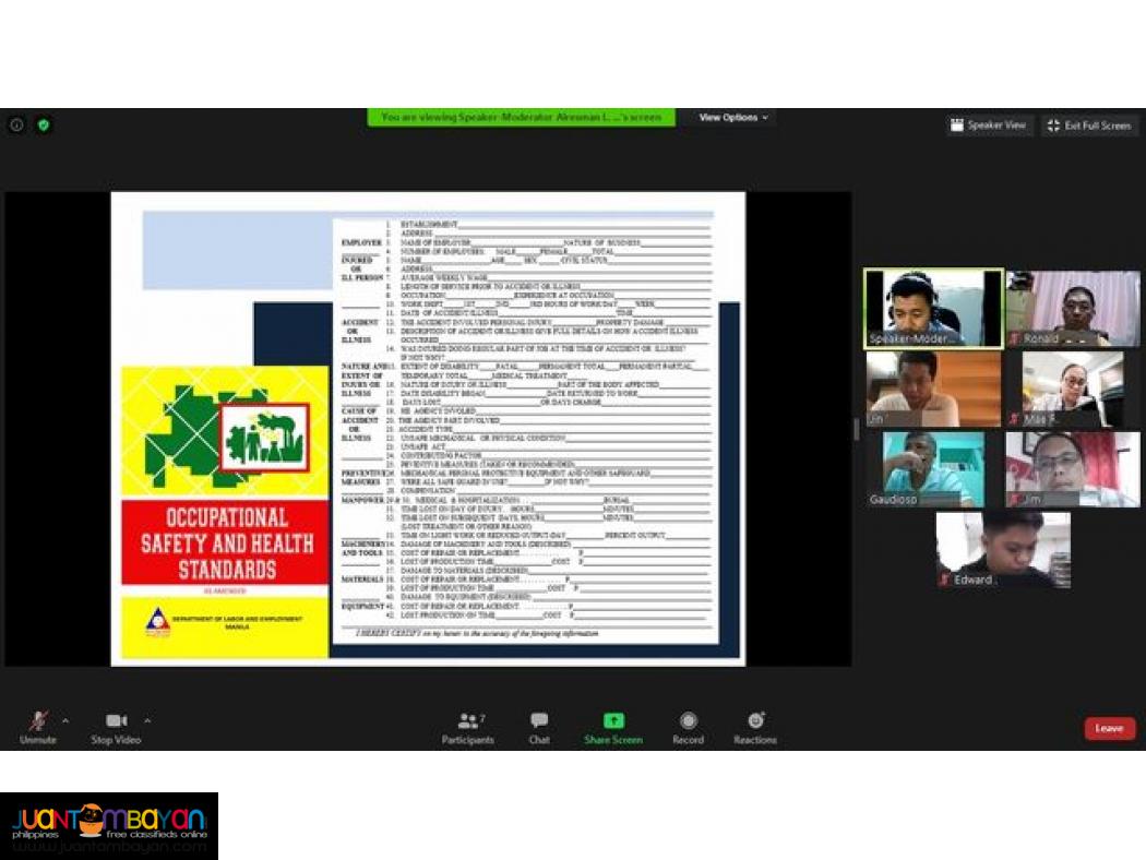 Online LCM HIRAC Training Online Safety Officer 3 Training DOLE SO3