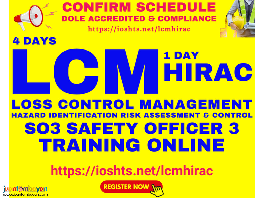 Online LCM HIRAC Training Online Safety Officer 3 Training DOLE SO3