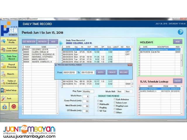 Payroll System with Finger Scan or Card Swipe