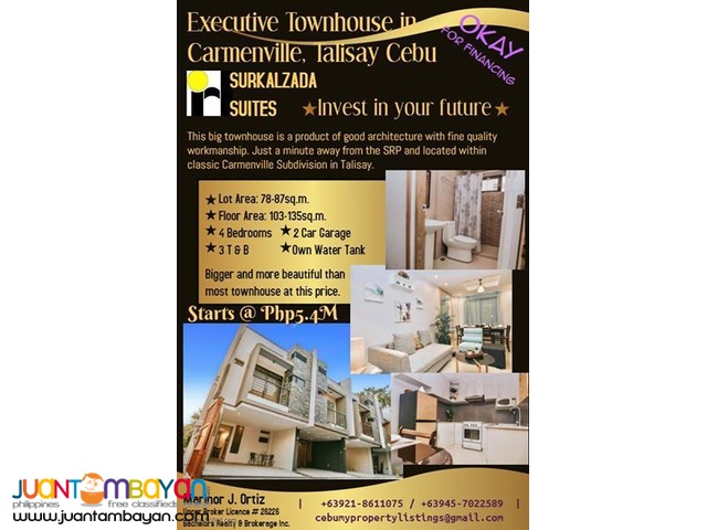 Executive Townhouse in Carmenville Talisay City very near SRP 