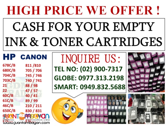 HIGHER PRICE BUYER OF EMPTY INK AND TONER CARTRIDGES