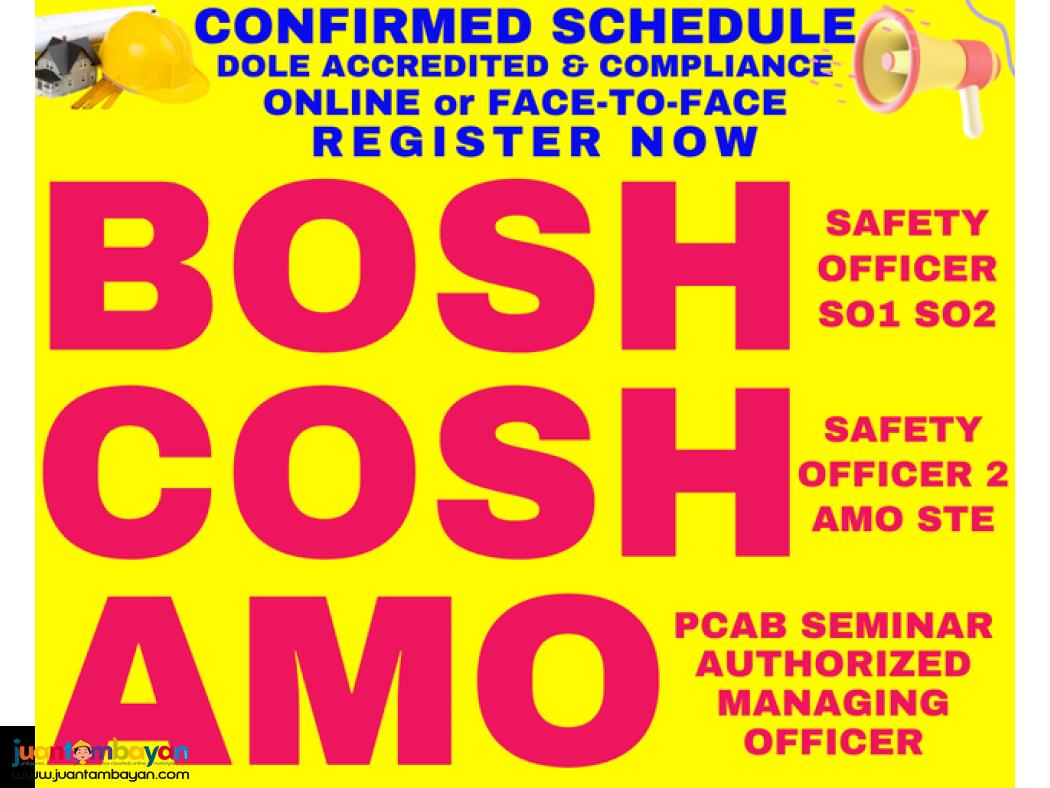 BOSH Training COSH Training AMO seminar DOLE PCAB SO2 SO3 SO1