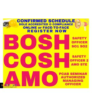 BOSH Training COSH Training AMO seminar DOLE PCAB SO2 SO3 SO1
