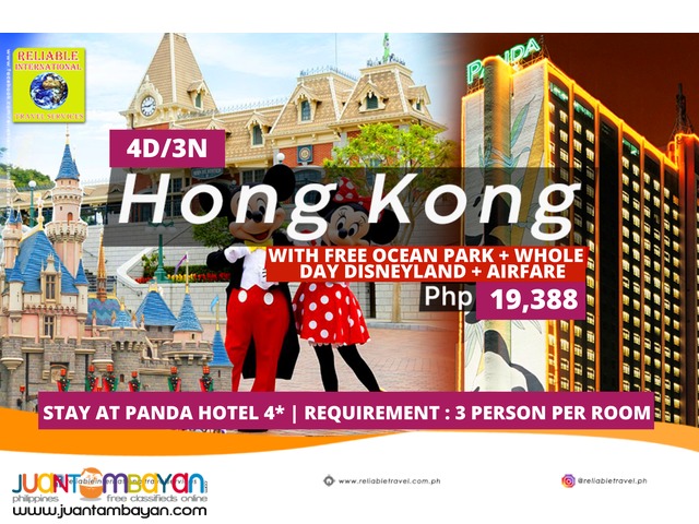 4D3N Hongkong Disneyland + Ocean Park + Airfare