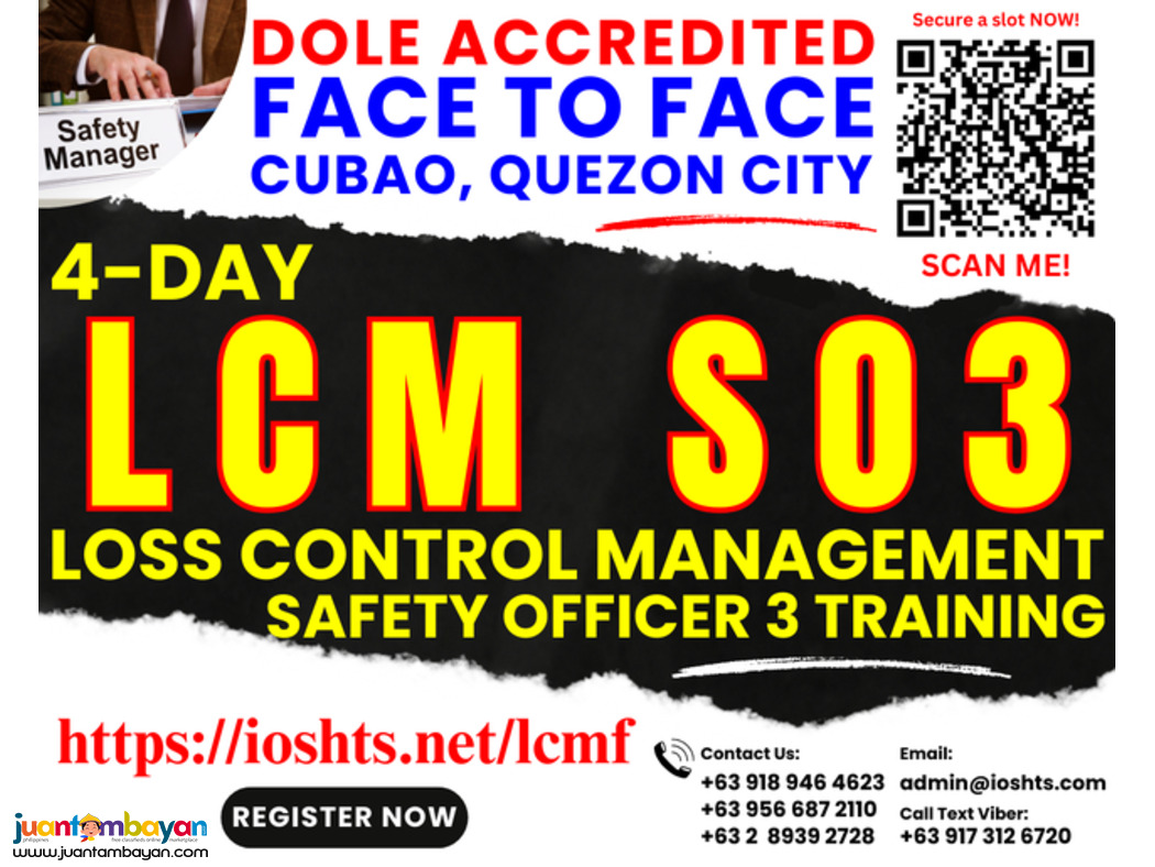Face To Face LCM Training DOLE SO3 Training Safety Officer 3 Training