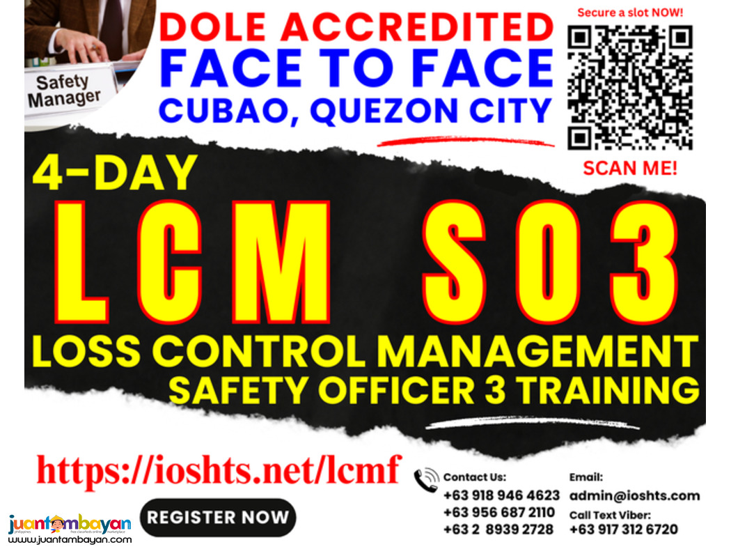 LCM Training DOLE SO3 Training Safety Officer 3 Training Face To Face