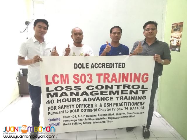 LCM Training DOLE SO3 Training Safety Officer 3 Training Face To Face