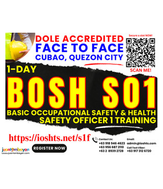SO1 BOSH Training Training Safety Officer 1 DOLE Training Face To Face