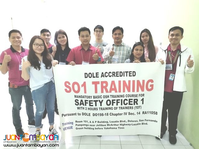 SO1 BOSH Training Training Safety Officer 1 DOLE Training Face To Face