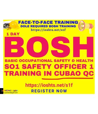 SO1 Training BOSH Training Safety Officer 1 DOLE Training Face To Face