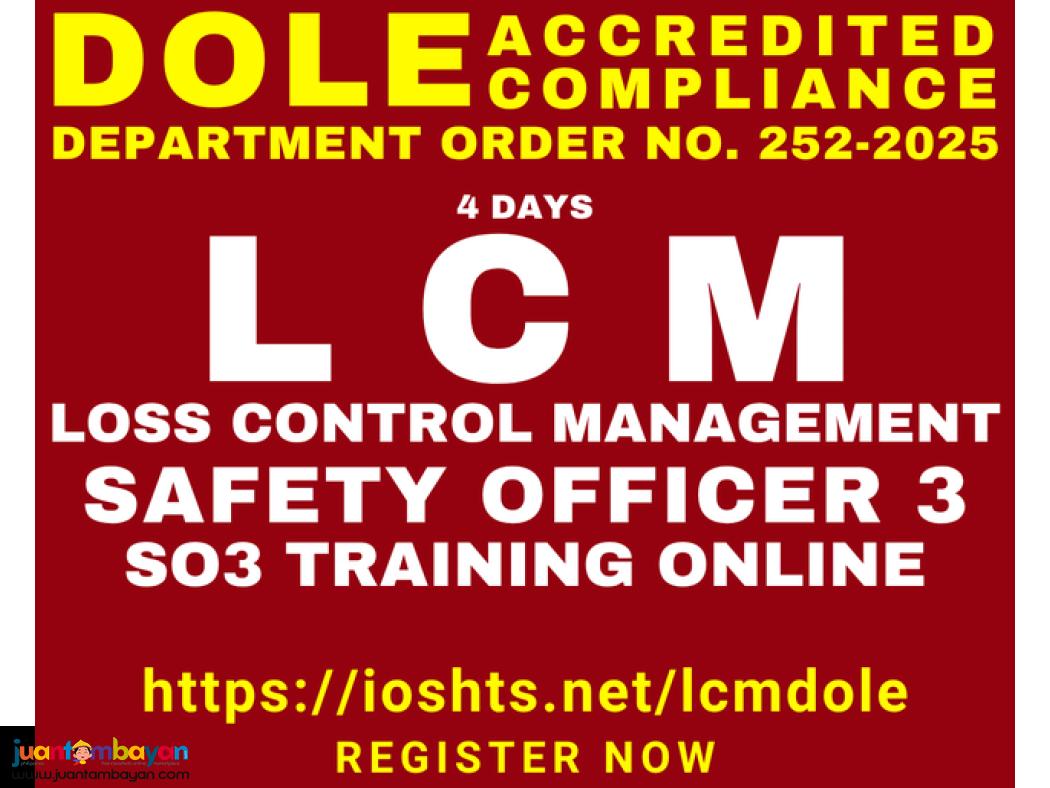 SO3 Safety Officer 3 Training DOLE Accredited LCM Training Online