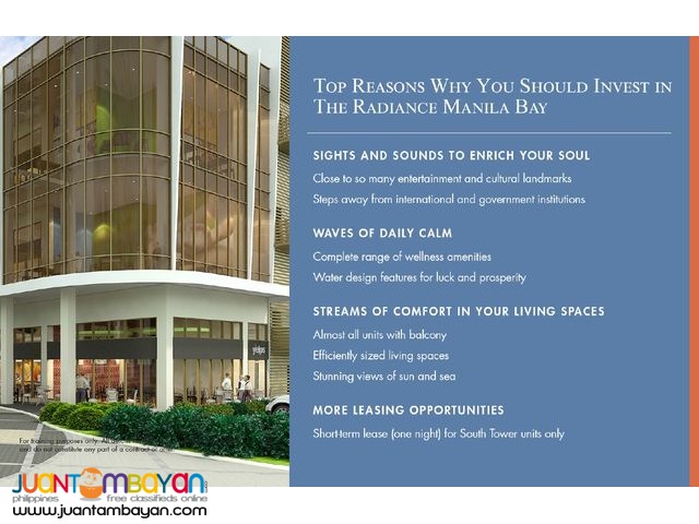 THE RADIANCE MANILA BAY READY FOR OCCUPANCY IN ROXAS BLVD. PASAY