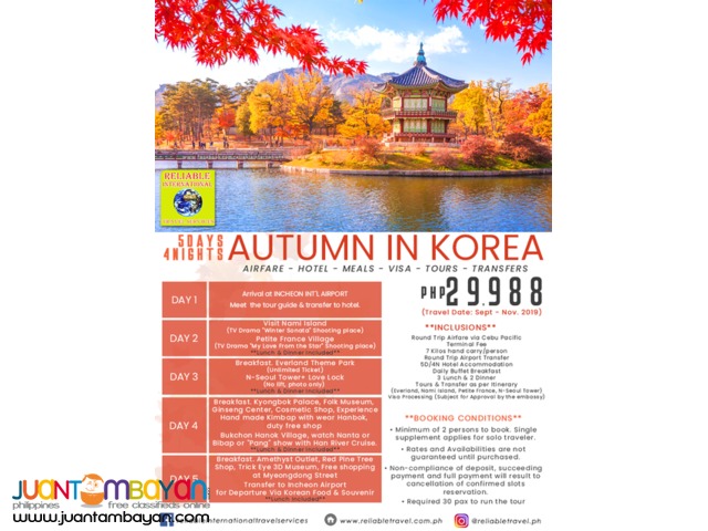 5D4N KOREA AUTUMN TOUR PACKAGE