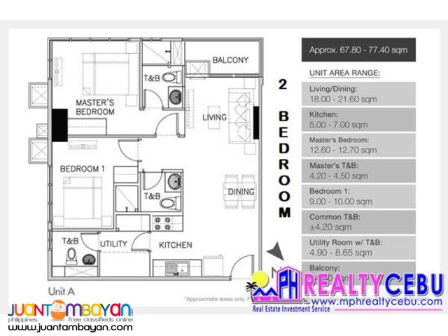 2BR,67m² Condominium at Galleria Residences Cebu City