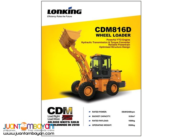 LONKING CDM 816 Wheel Loader 1 Cubic Brand New LONKING CDM 816 Wheel Loader 1 Cubic Brand New