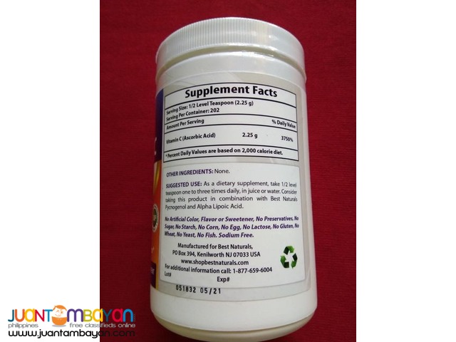 Best Naturals 100 pure Vitamin C powder 1 pound 454 grams
