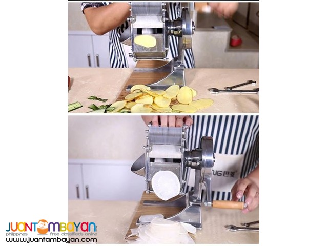 Hand potato chips cutting