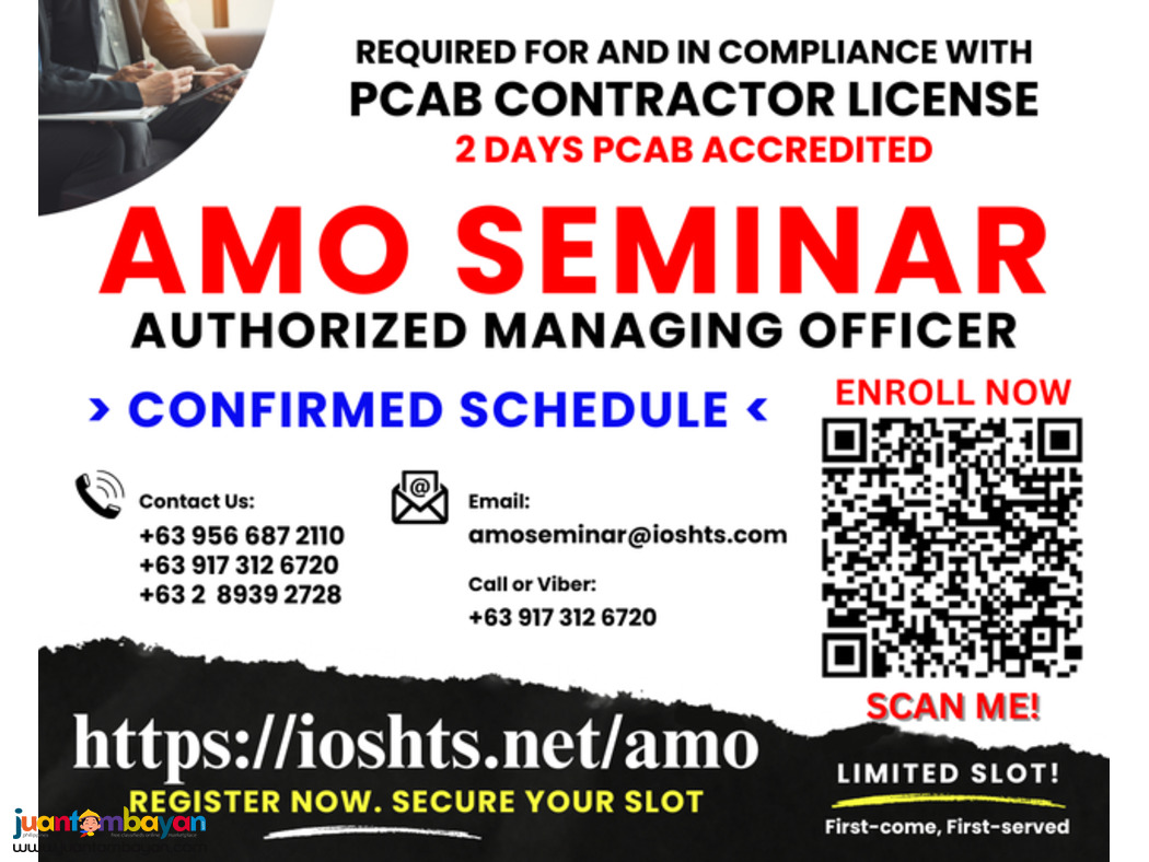 PCAB AMO Seminar for Authorized Managing Officer PCAB Accredited