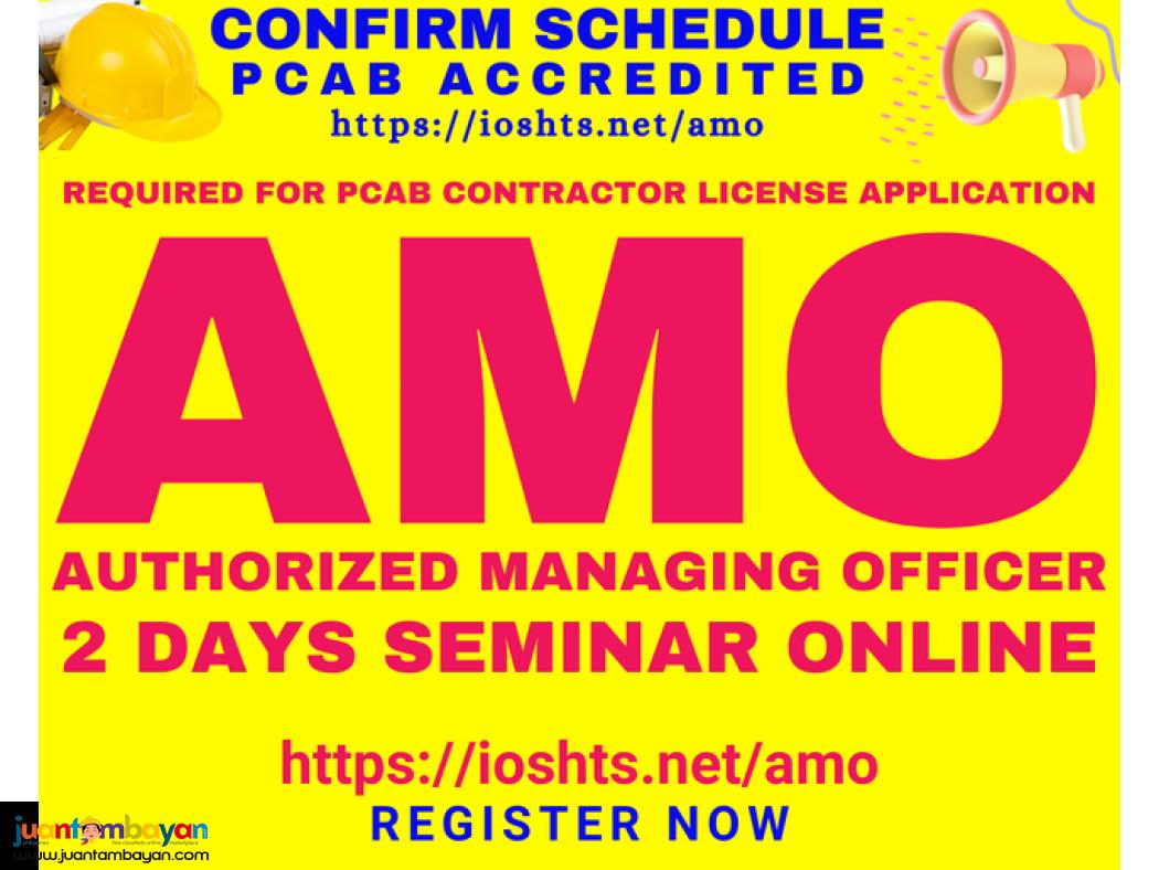 AMO Seminar PCAB Accredited Seminar Authorized Managing Officer