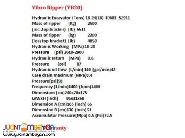 Sunjin Vibro Ripper VB20 hydraulic excavator