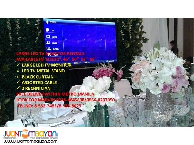 LARGE MONITOR LED TV RENTALS WITH STAND