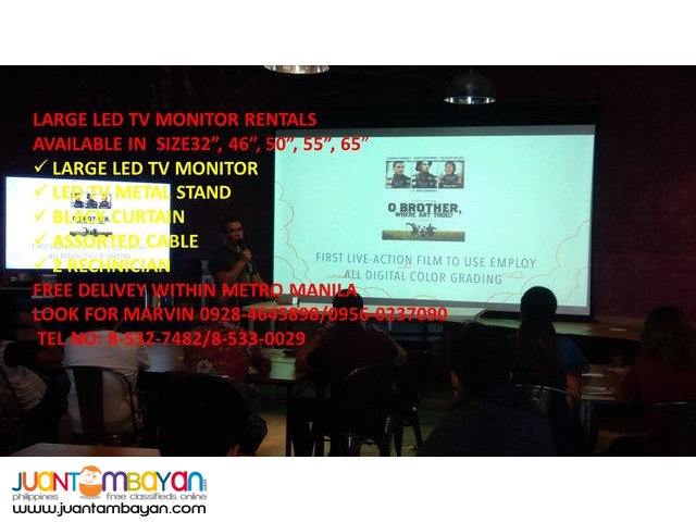 LARGE MONITOR LED TV RENTALS WITH STAND