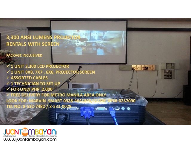 CHEAPEST PROJECTOR RENTALS WITH SCREEN