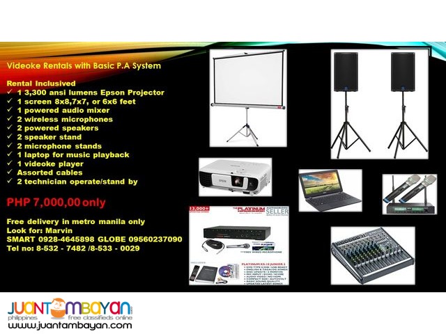 VIDEOKE RENTAL WITH BASIC P.A SYSTEM