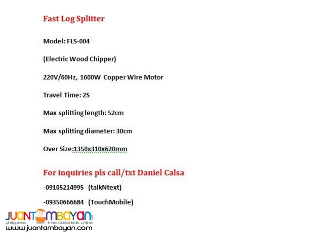 Fast Log Splitter FLS-004 