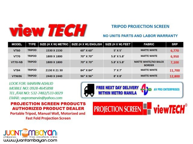 VIEWTECH PROJECTOR SCREEN