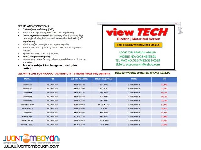 VIEWTECH PROJECTOR SCREEN