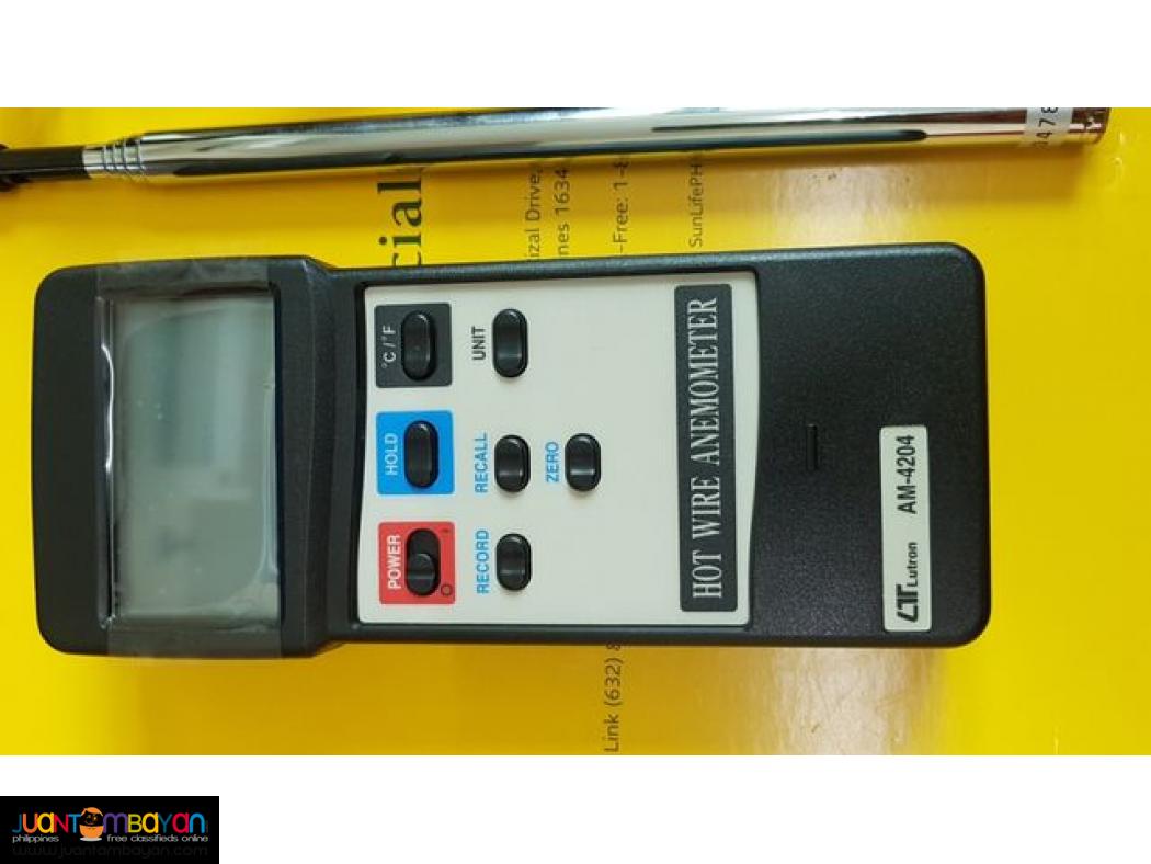 Hot Wire Anemometer, Air Velocity Meter, Lutron AM-4204
