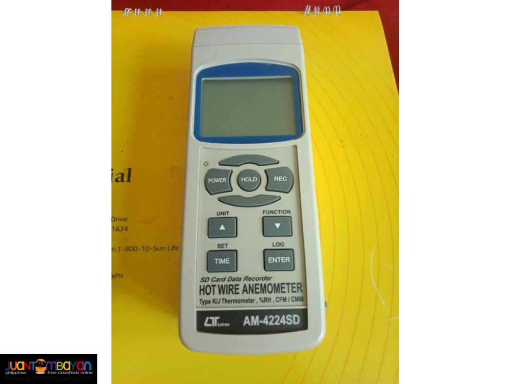 LUTRON Datalogging Hot Wire Anemometer, AM-4224SD