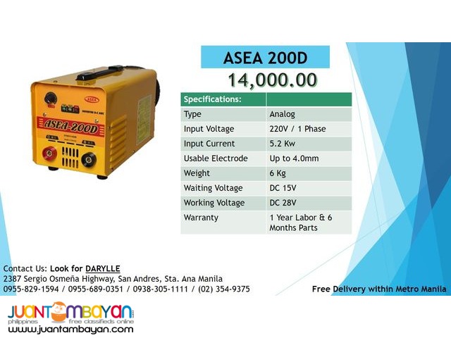 ASEA 200D (Yellow) Arc DC Inverter Type Welding Machine