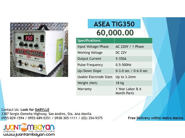 ASEA DC TIG 350DL DC Inverter Type Welding Machine