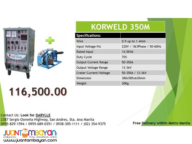 Korweld MIG 350M DC Inverter Type Welding Machine 220V