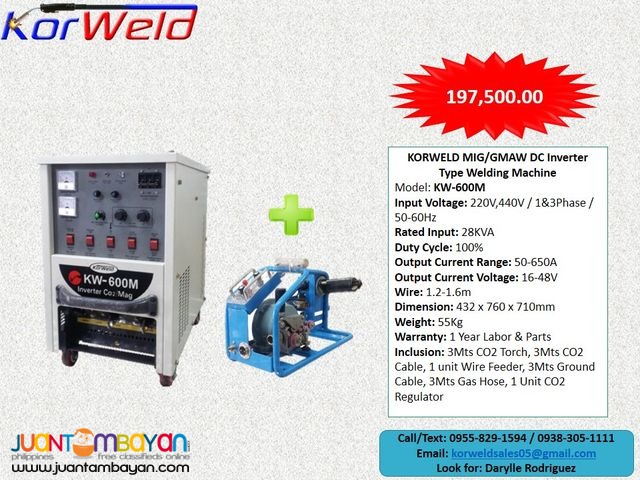 Korweld MIG 600M DC Inveter Type Welding Machine 220V,440V