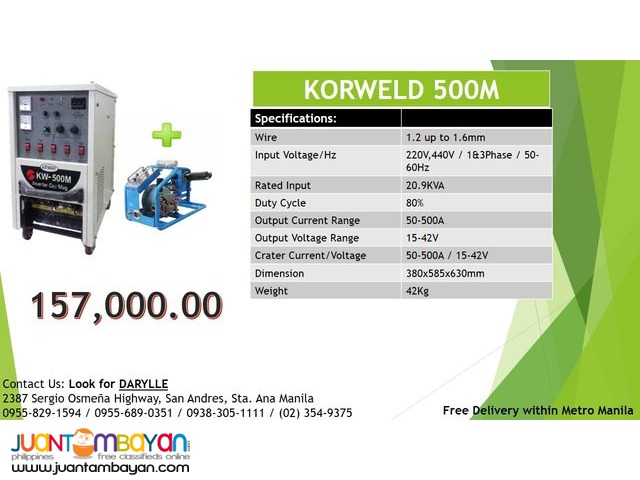 Korweld MIG 500M DC Inverter Type Welding 220V,440V