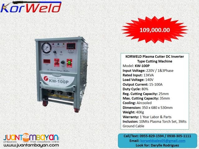 Korweld 100P Plasma Cutter DC Inverter Type 220V