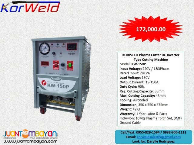 Korweld 150P Plasma Cutter DC Inverter Type 220V