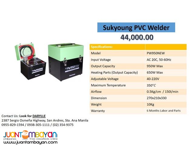 Sukyoung PVC Welder PW950New
