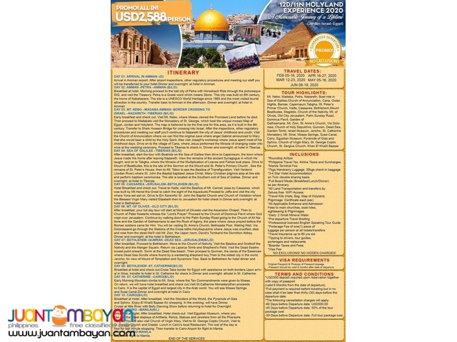 12D 11N Holyland Experience (Jordan-Israel-Egypt) 12D 11N Holyland Experience (Jordan-Israel-Egypt)