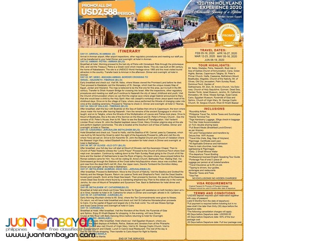 12D 11N Holyland Experience (Jordan-Israel-Egypt)