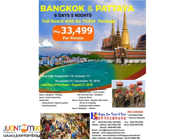 6D5N Bangkok and Pattaya with Air Ticket