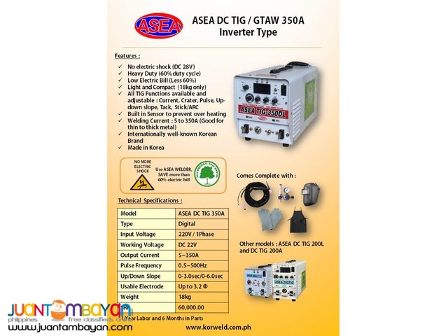 ASEA DC TIG - 350DL DC Inverter Type Welding Machine