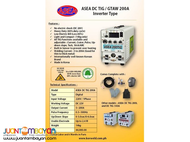 ASEA DC TIG 200 DC Inverter Type Welding Machine