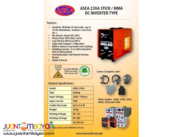 ASEA 230A ARC DC Inverter Type Welding Machine
