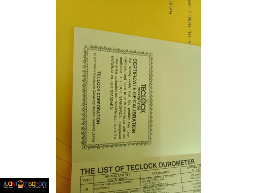 Teclock, Durometer, Rubber Hardness Tester, Shore A Durometer