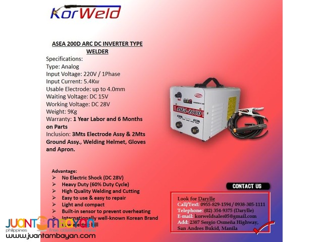 ARC Welding Machine DC Inverter Type (ASEA-200D White)