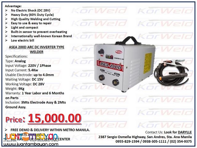 ARC Welding Machine DC Inverter Type (ASEA-200D White)